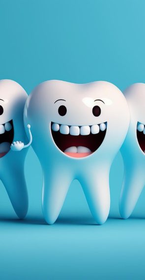 happy-smiling-teeth-cartoon-style-blue-background-concept-dental-health-generative-ai